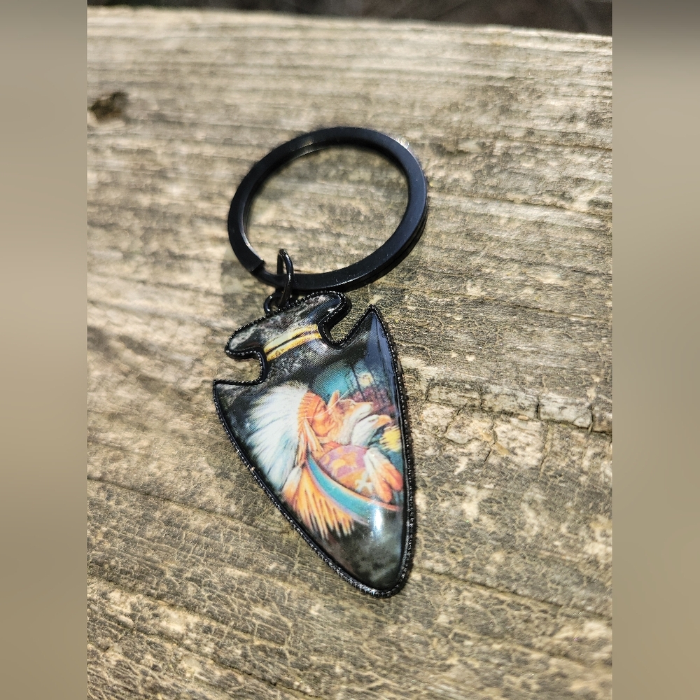 Colorful Natice American Arrowhead Keychain